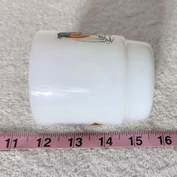 Vintage Anchor Hocking Fire King Milk Glass Baltimore Oriole Stacking Mug - Picture 12 of 14